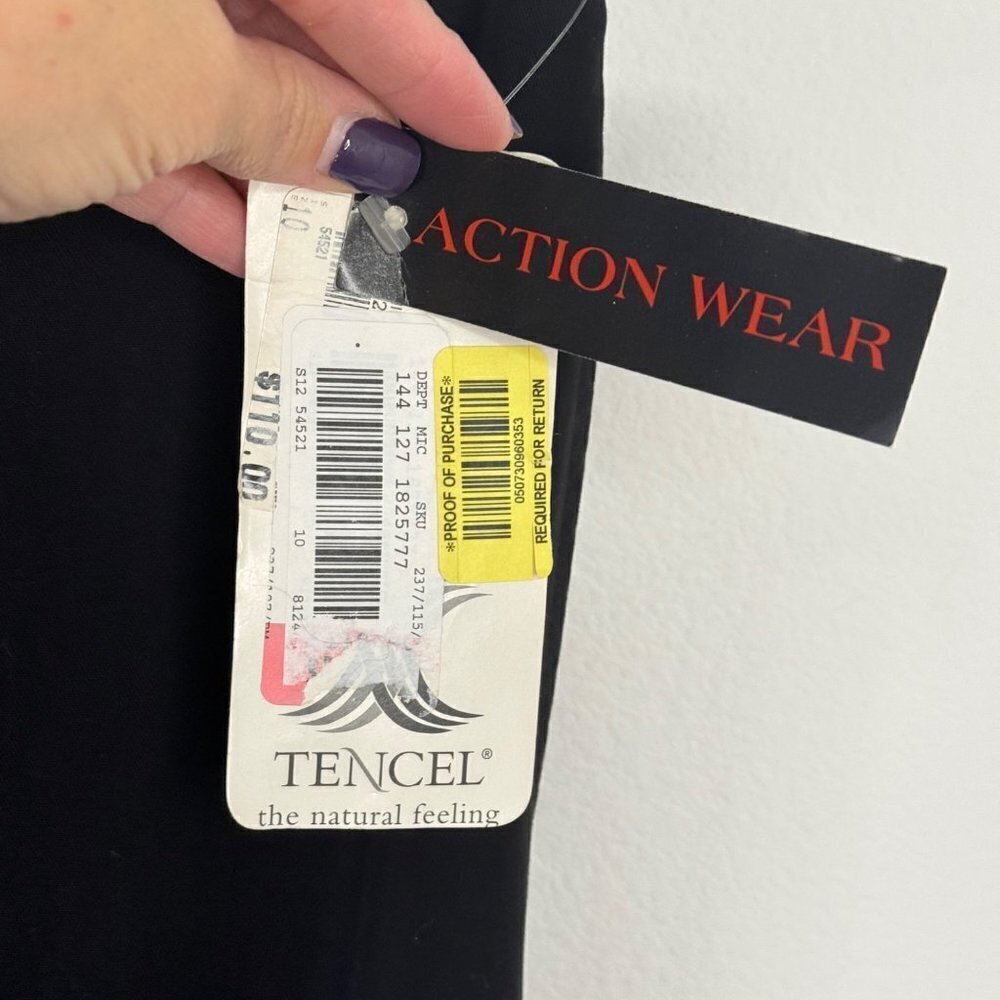 Action Wear NWT Black Tencel Lyocell Flat Front Straight LegTrouser Slacks Sz 10 - Picture 4 of 13